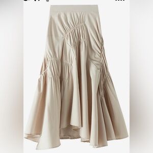 Beige asymmetrical cinch skirt